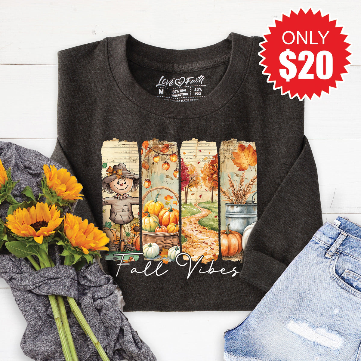 Fall Vibes Sweatshirt - Heather Charcoal - 20 product image 1