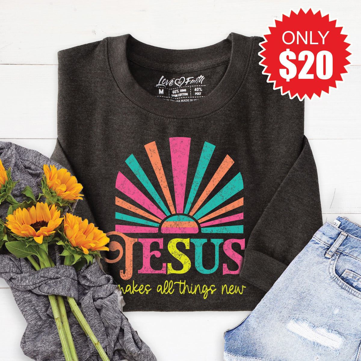 Jesus Makes All Things New Sweatshirt - Heather Charcoal product image 1