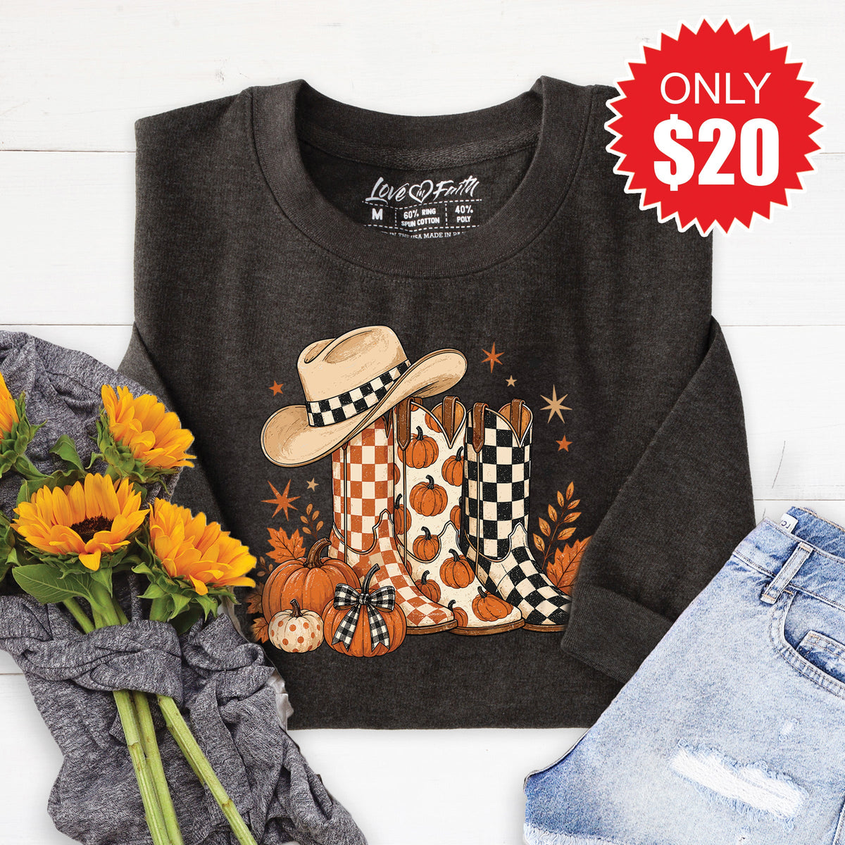 Fall Boots Sweatshirt - Heather Charcoal - 20 product image 1