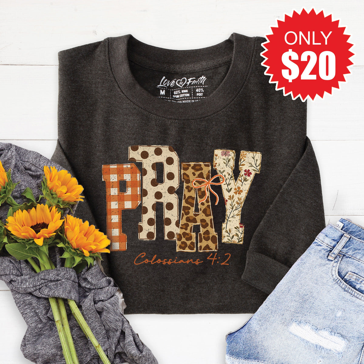 Pray Sweatshirt - Heather Charcoal - 20 product image 1