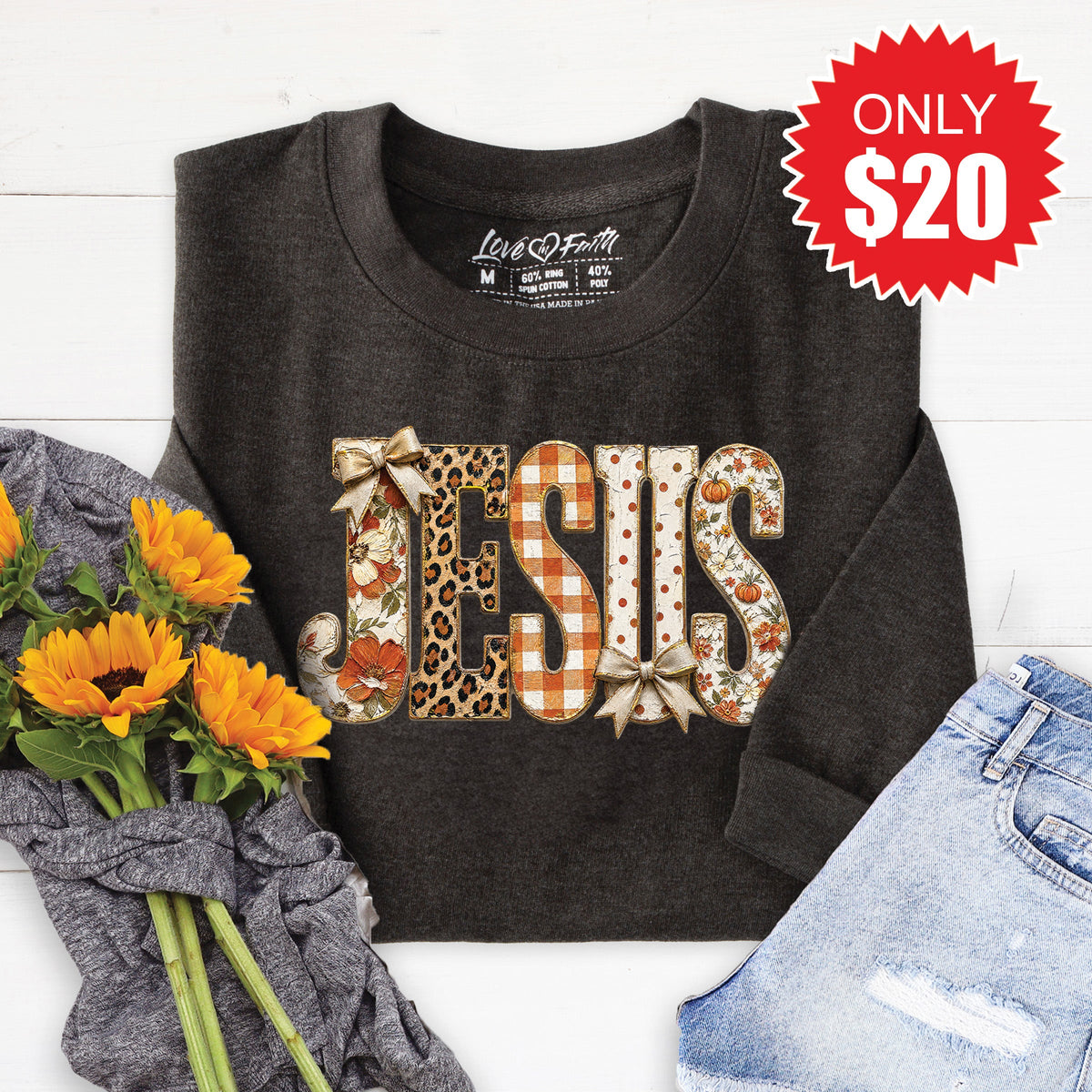 Jesus Sweatshirt - Heather Charcoal - 20 product image 1