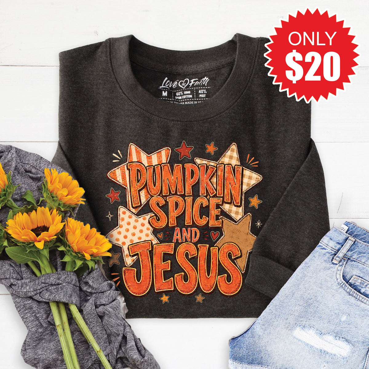 Pumpkin Spice and Jesus Sweatshirt - Heather Charcoal - 20 product image 1