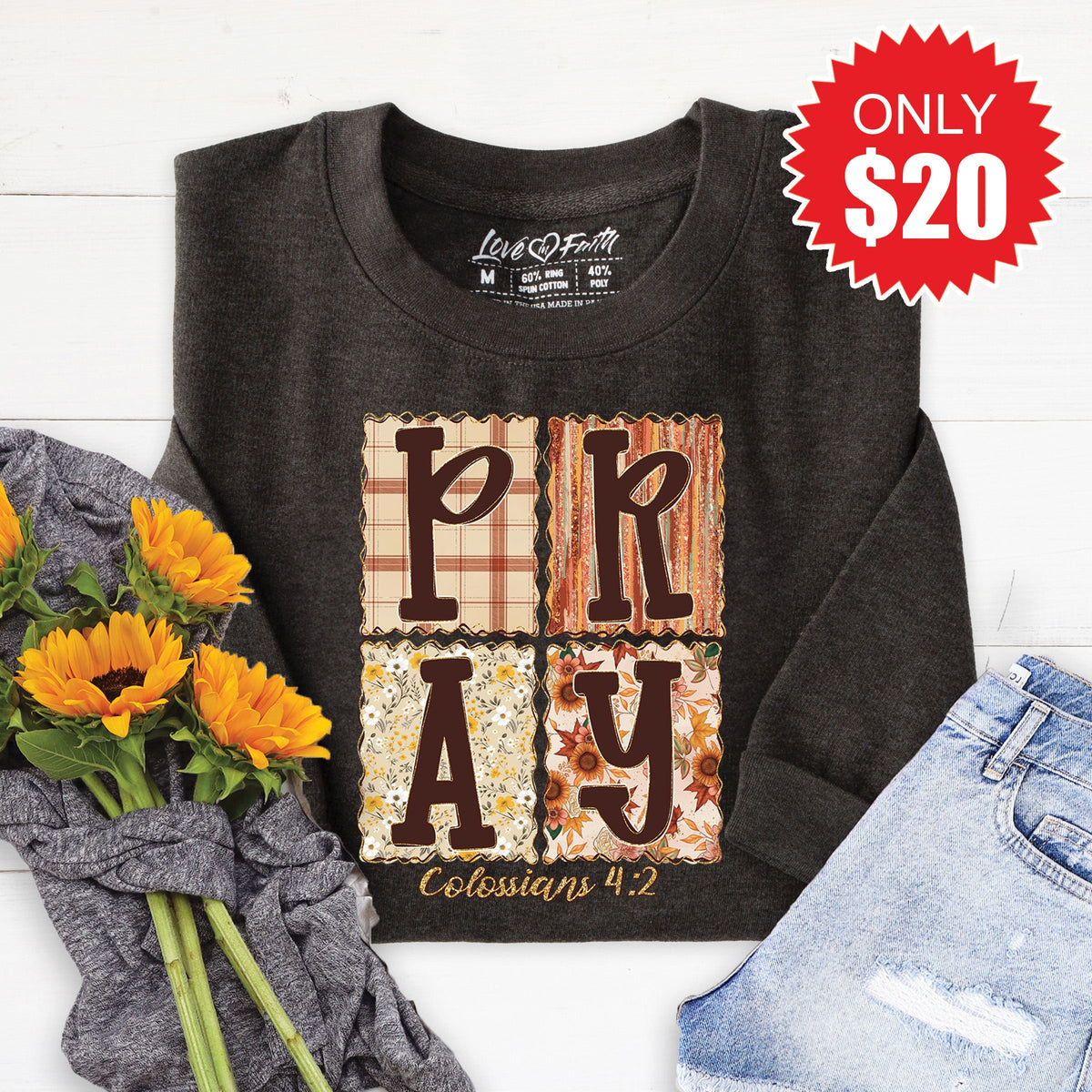 Pray Sweatshirt - Heather Charcoal - 20 product image 1