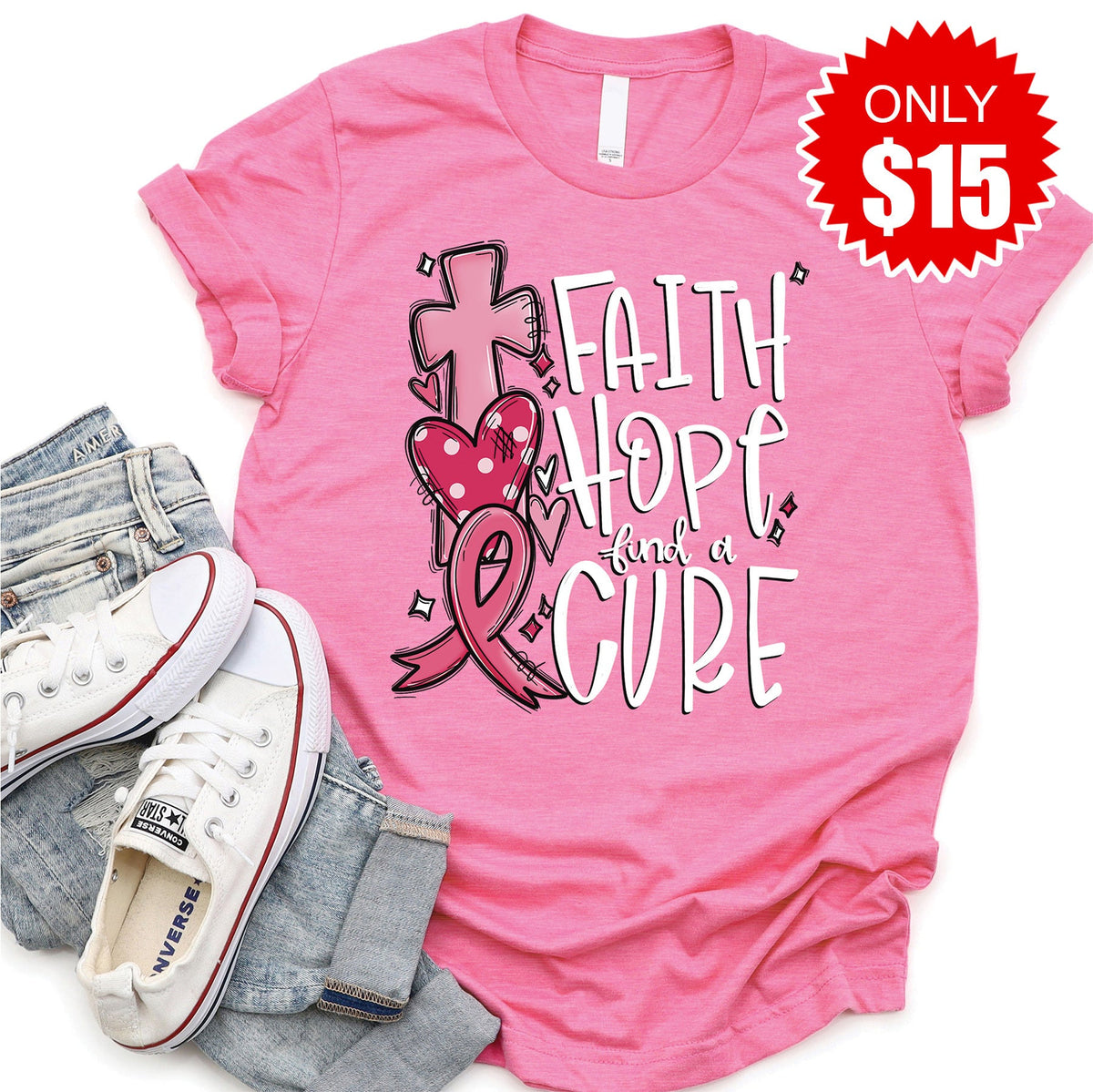 Faith Hope Cure BCA Tee - Heather Pink - 15 product image 1
