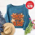 Pumpkin Spice and Jesus Sweatshirt - Heather Deep Teal - 20 product image 1