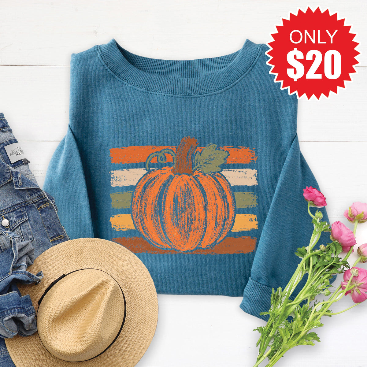 Pumpkin Sweatshirt - Heather Deep Teal - 20 product image 1