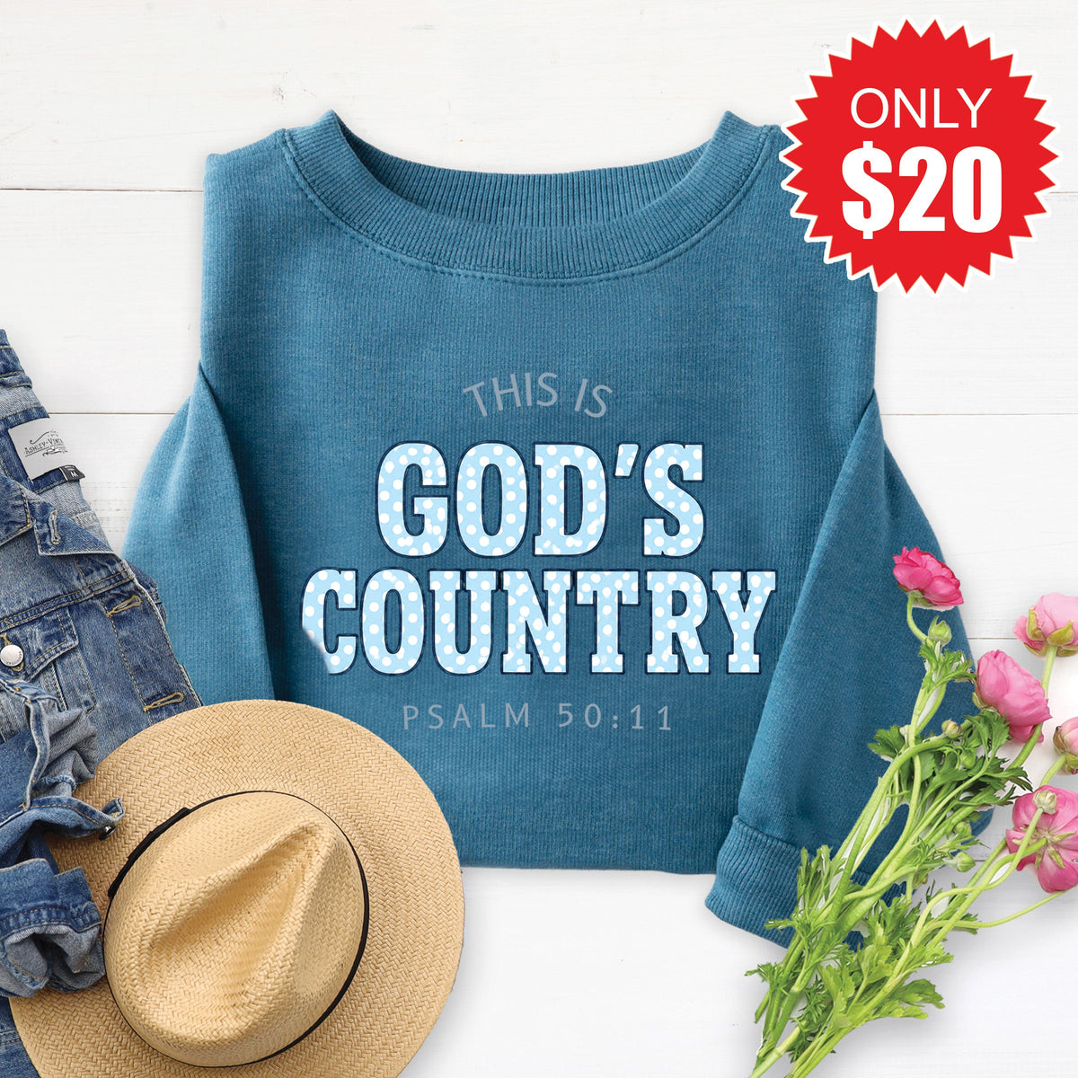 God's Country Sweatshirt - Heather Deep Teal - 20 product image 1