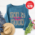 God Is Good Sweatshirt - Heather Deep Teal - 20 product image 1