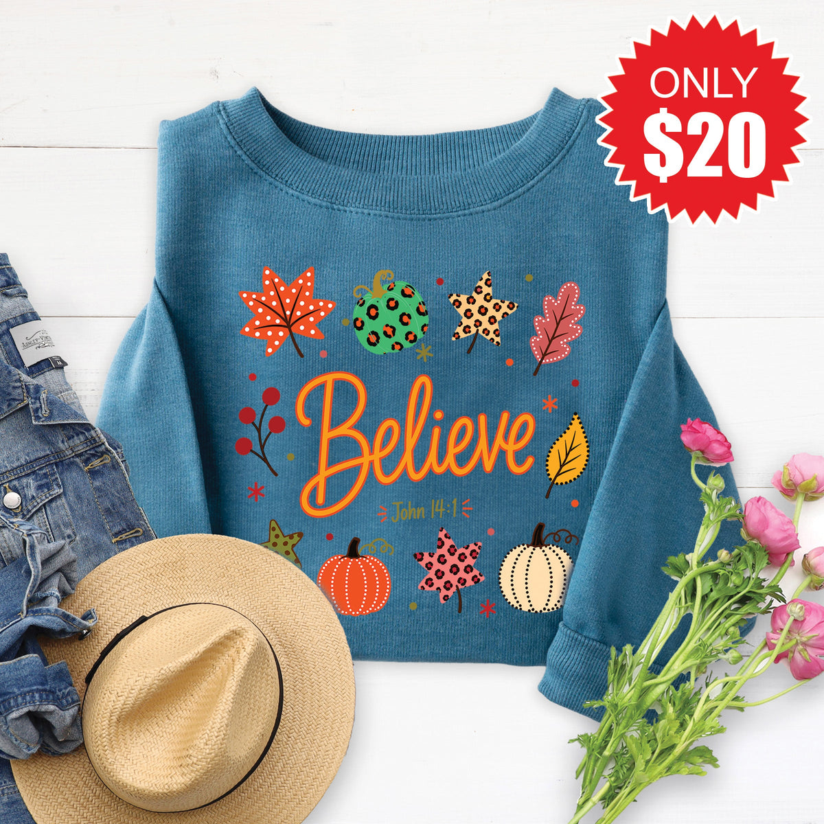 Believe Sweatshirt - Heather Deep Teal - 20 product image 1