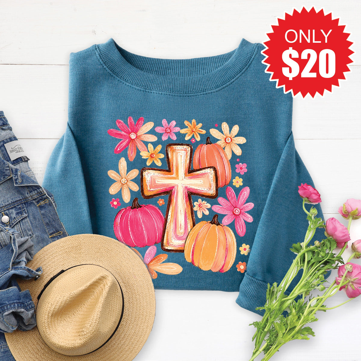 Cross Fall Sweatshirt - Heather Deep Teal - 20 product image 1