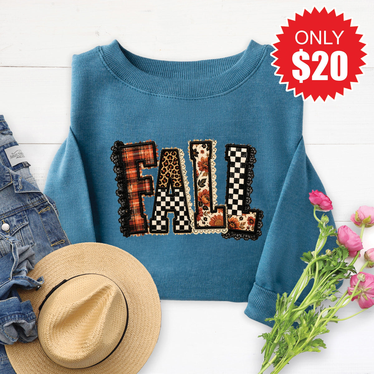 Fall Sweatshirt - Heather Deep Teal - 20 product image 1