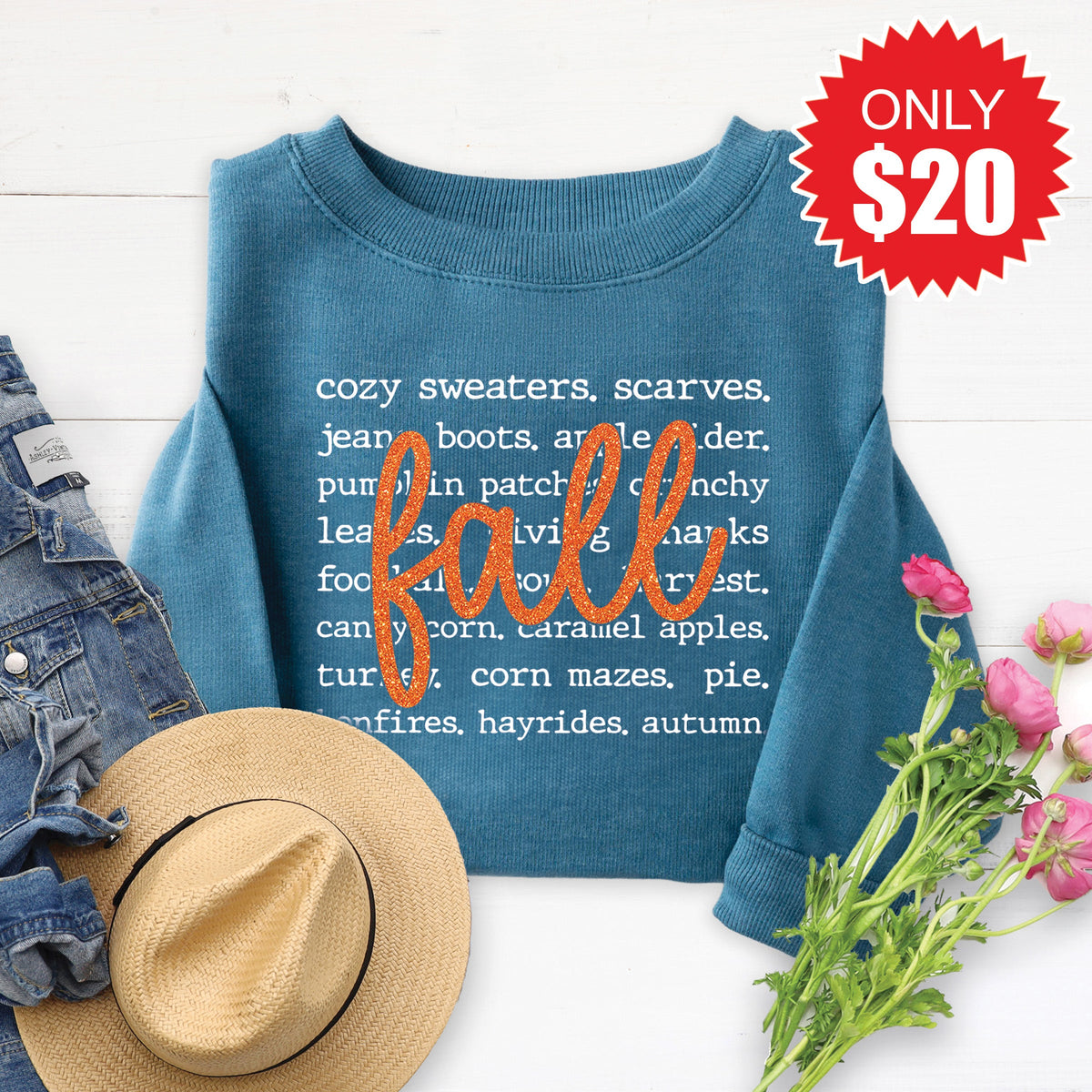 Fall Sweatshirt - Heather Deep Teal - 20 product image 1