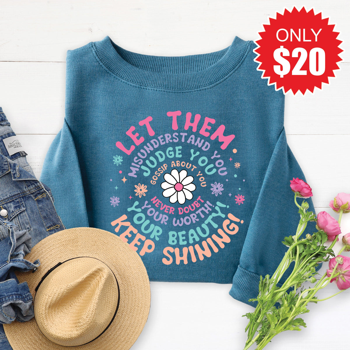 Let Them Sweatshirt - Heather Deep Teal - 20 product image 1