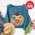 Pumpkin Boho Floral Sweatshirt - Heather Deep Teal - 20 product image 1