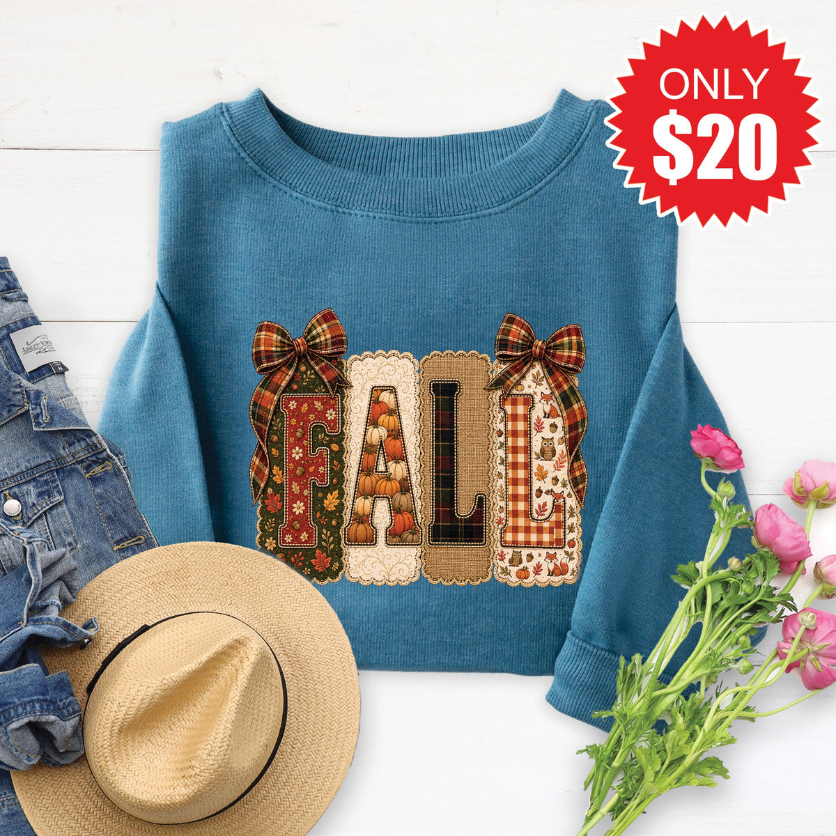 Fall Sweatshirt - Heather Deep Teal - 20 product image 1