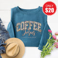 Coffee and Jesus Sweatshirt - Heather Deep Teal - 20 product image 1