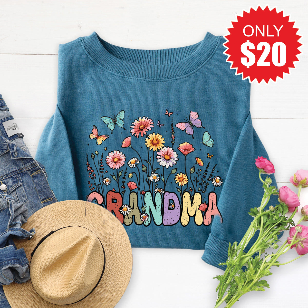 Grandma Sweatshirt - Heather Deep Teal - 20 product image 1