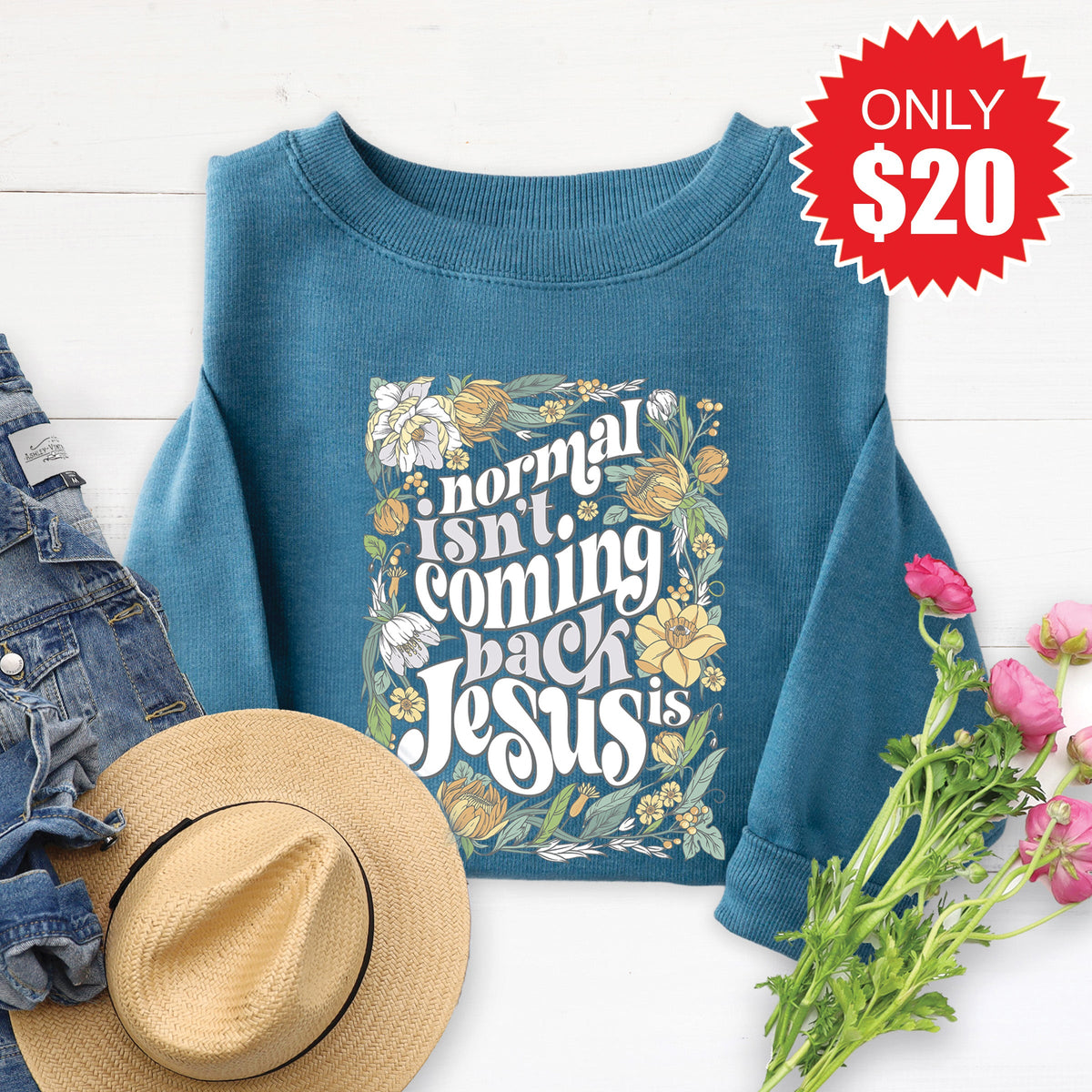Normal Isn't Coming Back Sweatshirt - Heather Deep Teal - 20 product image 1