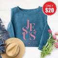 Jesus Sweatshirt - Heather Deep Teal - 20 product image 1