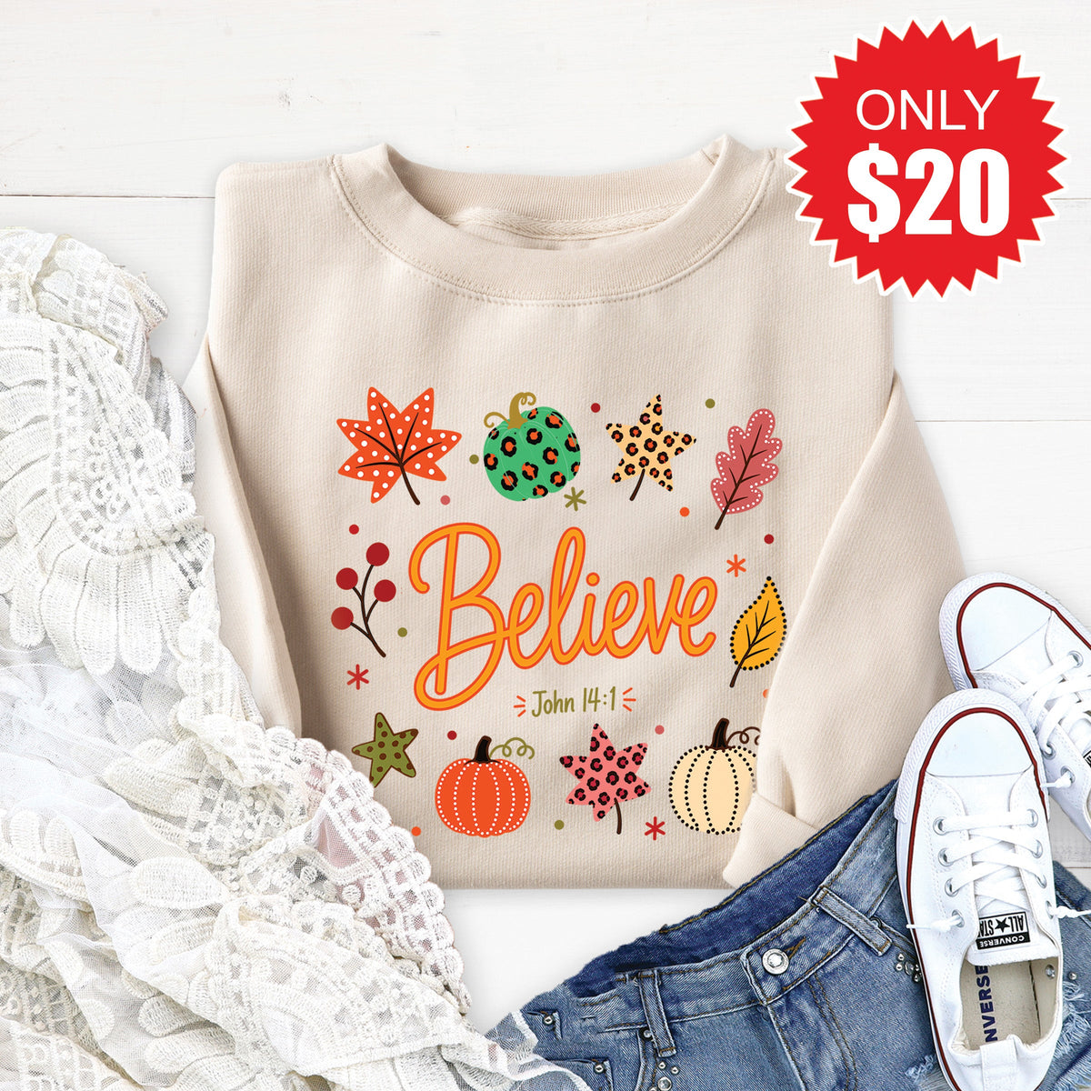 Believe Sweatshirt - Heather Dust - 20 product image 1