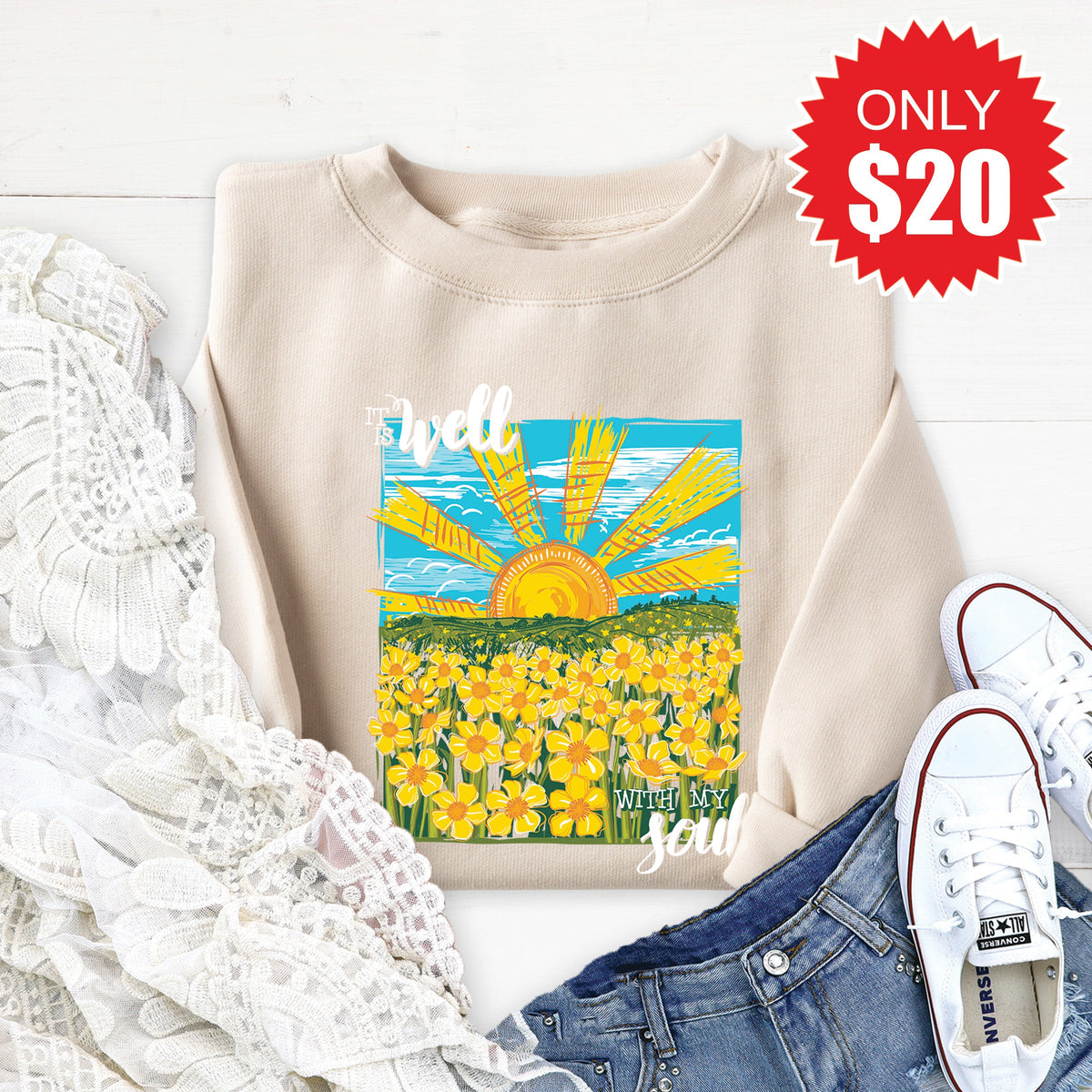 It Is Well Sweatshirt - Heather Dust - 20 product image 1