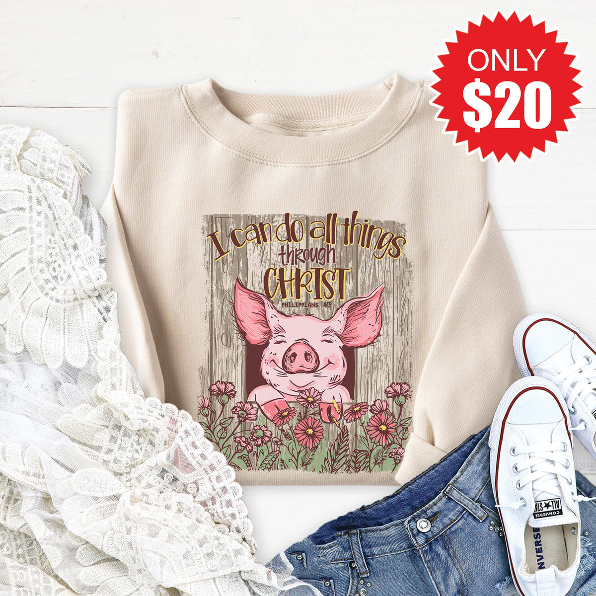 I Can Do All Things Sweatshirt - Heather Dust - 20 product image 1