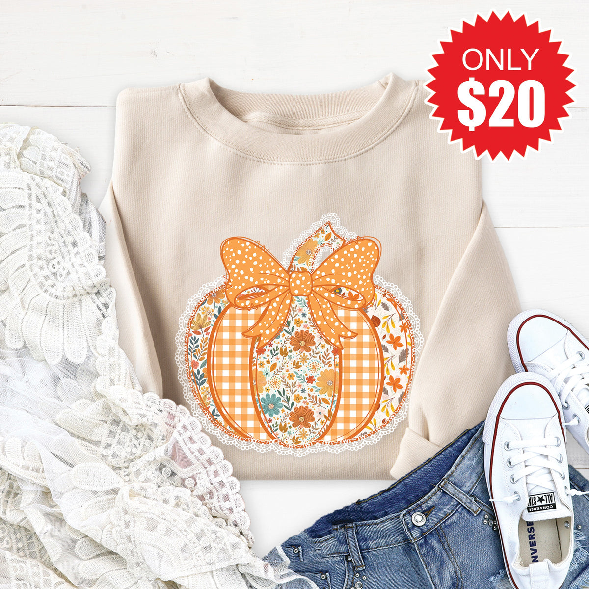 Pumpkin Sweatshirt - Heather Dust - 20 product image 1