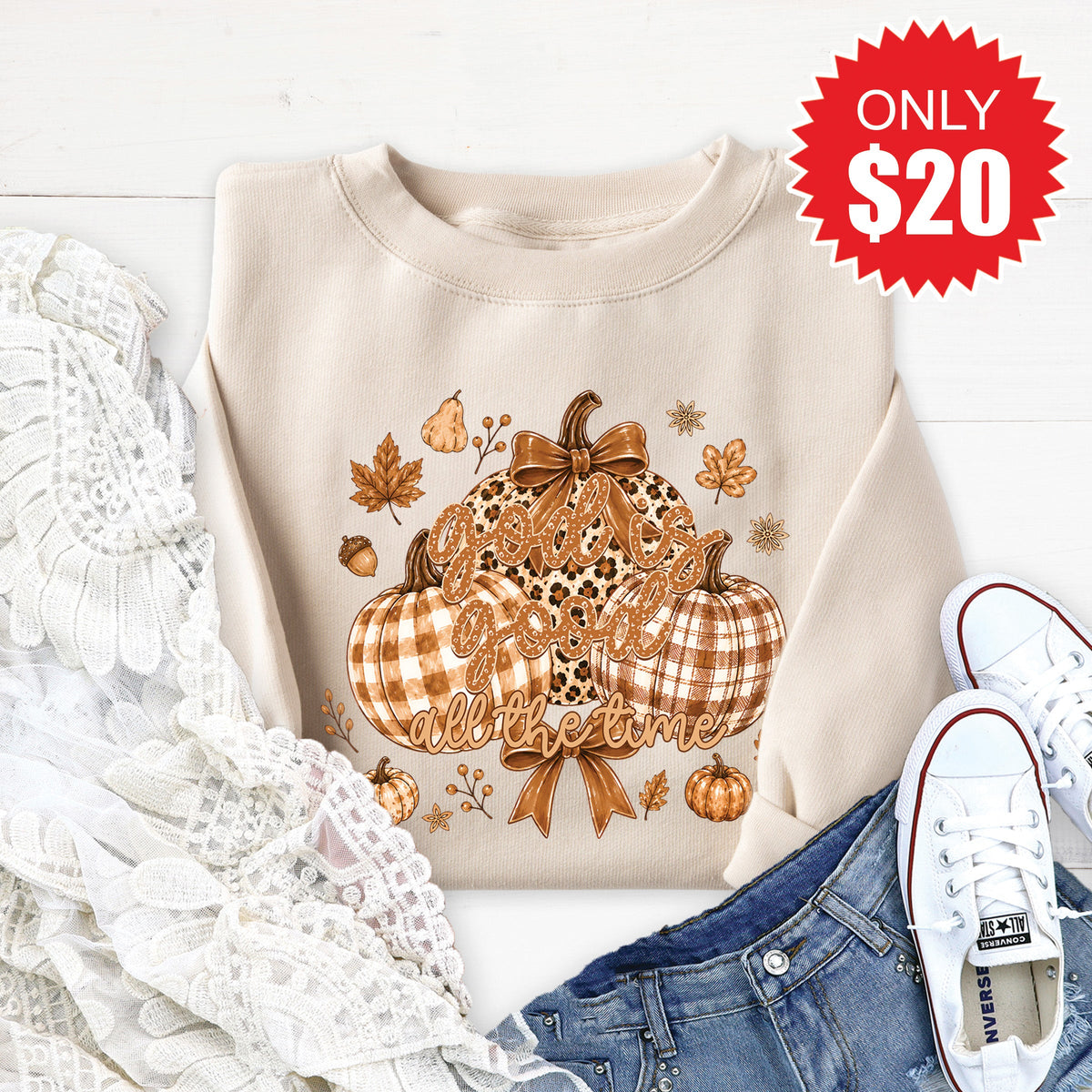 God Is Good Sweatshirt - Heather Dust - 20 product image 1