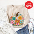 Pumpkin Boho Floral Sweatshirt - Heather Dust - 20 product image 1