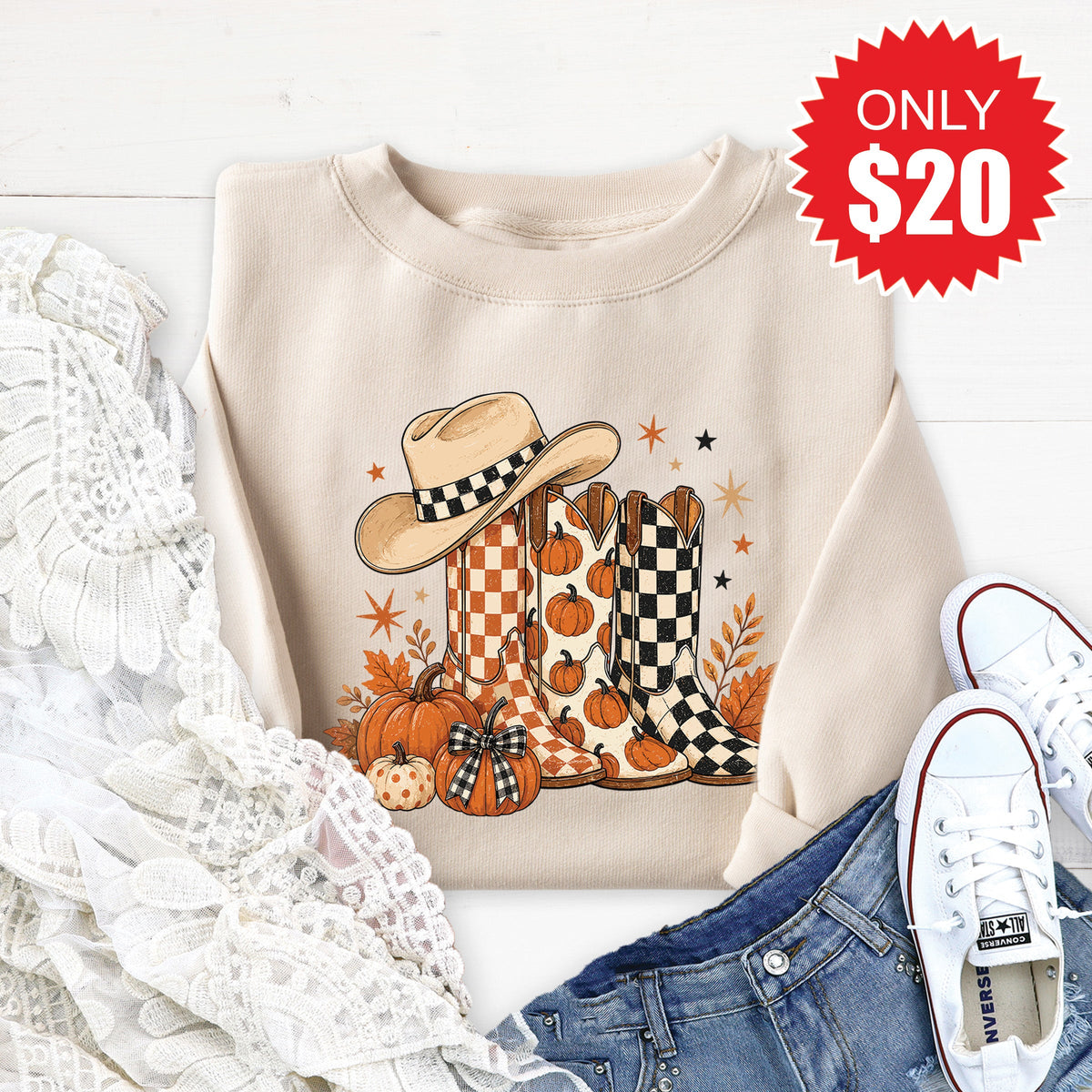 Fall Boots Sweatshirt - Heather Dust - 20 product image 1