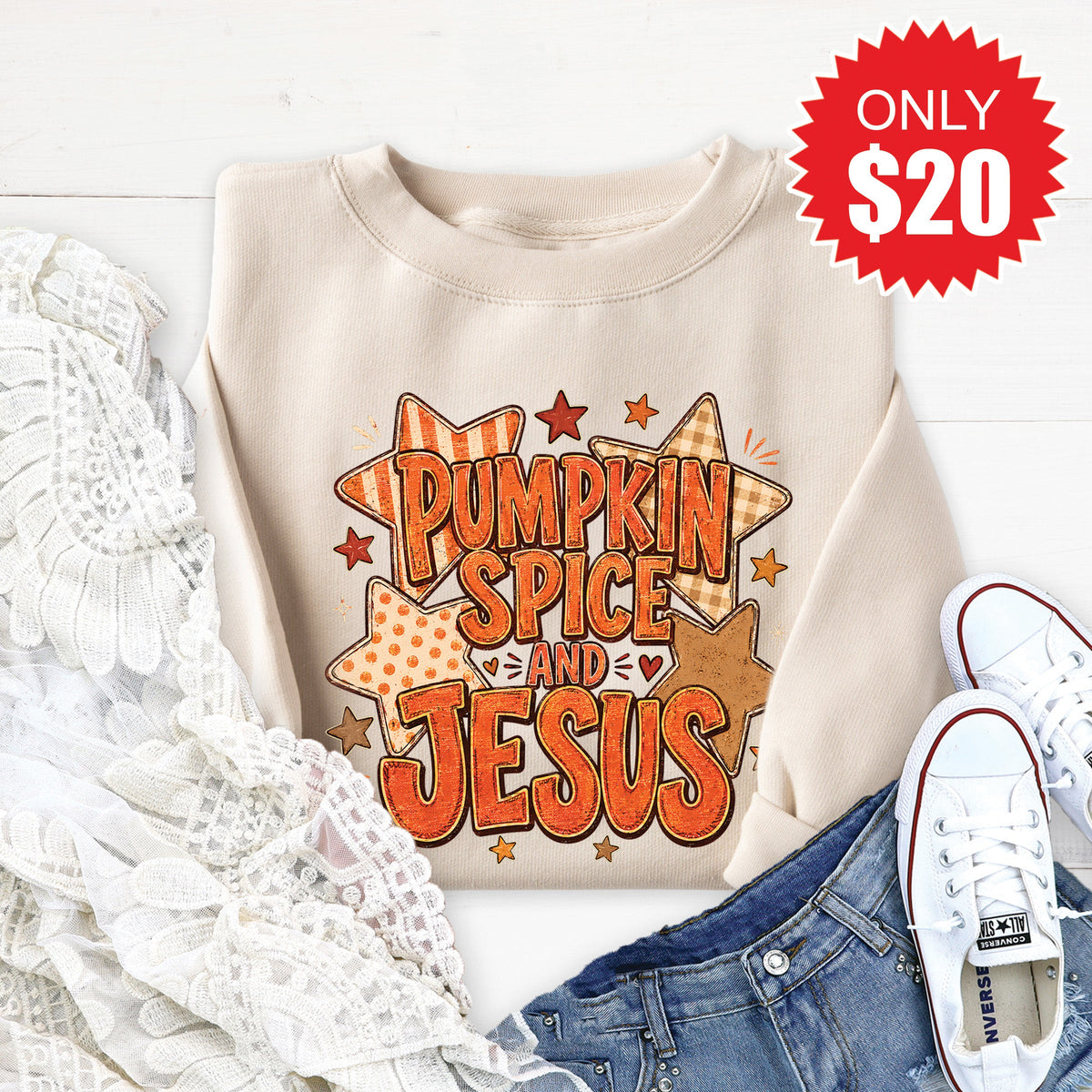 Pumpkin Spice and Jesus Sweatshirt - Heather Dust - 20 product image 1