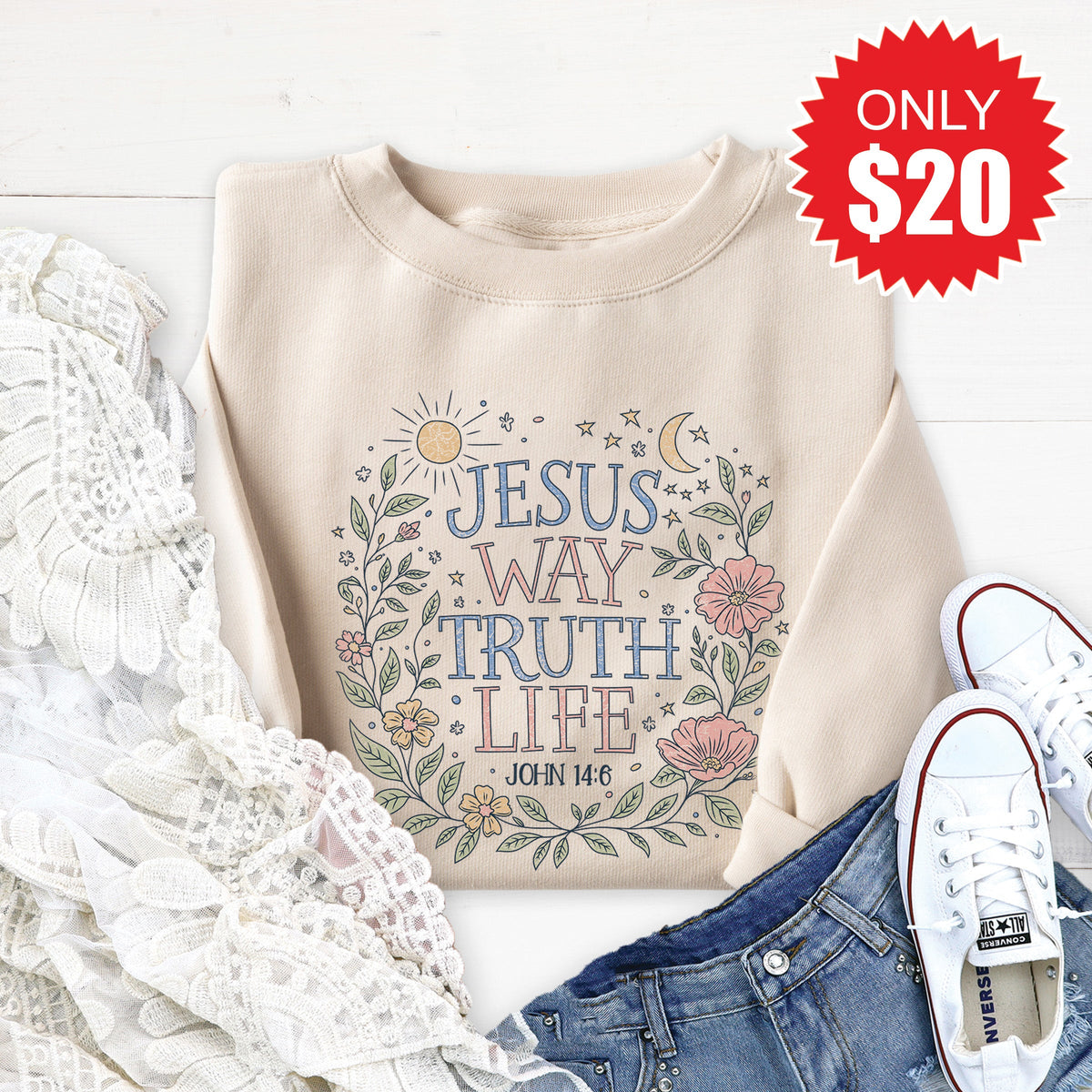 Way Truth Life Sweatshirt - Heather Dust - 20 product image 1