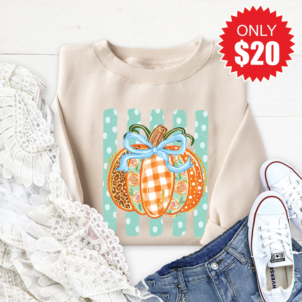 Pumpkin Sweatshirt - Heather Dust - 20 product image 1