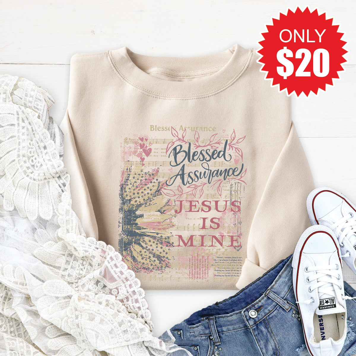 Blessed Assurance Sweatshirt - Heather Dust - 20 product image 1