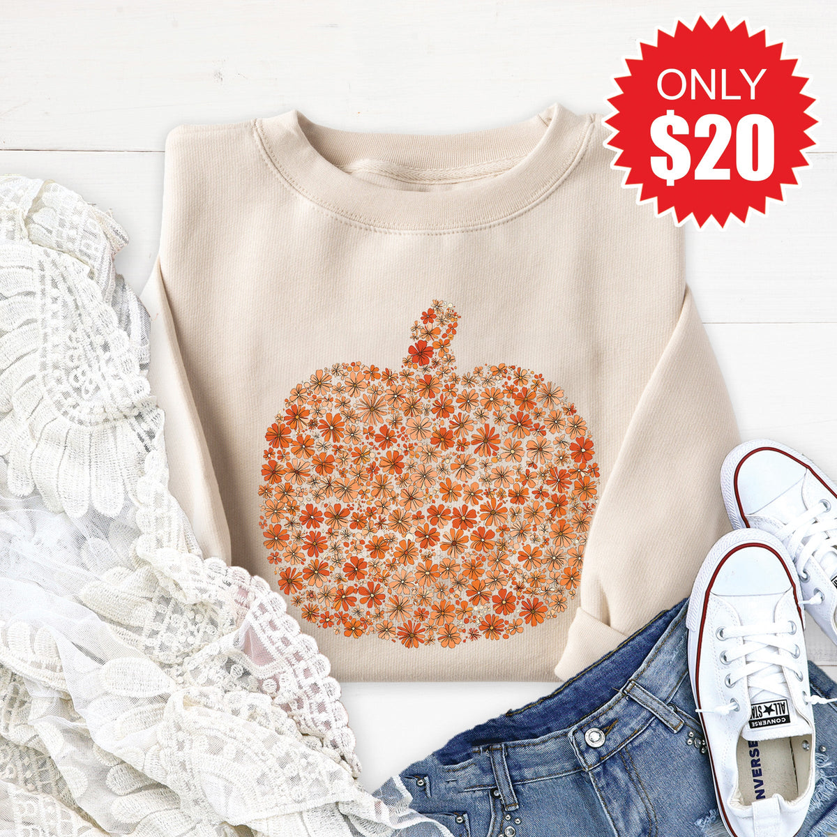 Pumpkin Sweatshirt - Heather Dust - 20 product image 1