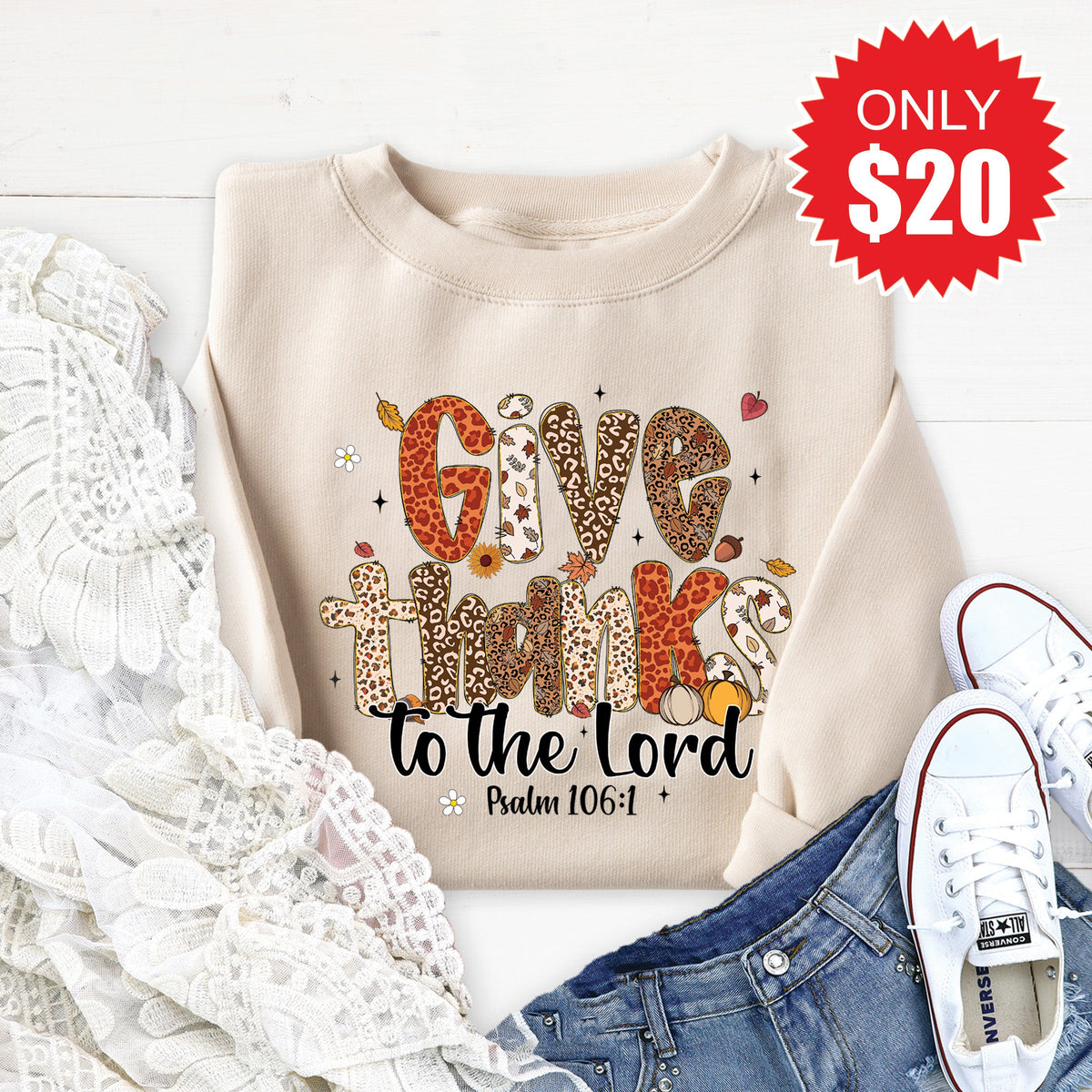 Give Thanks Sweatshirt - Heather Dust - 20 product image 1