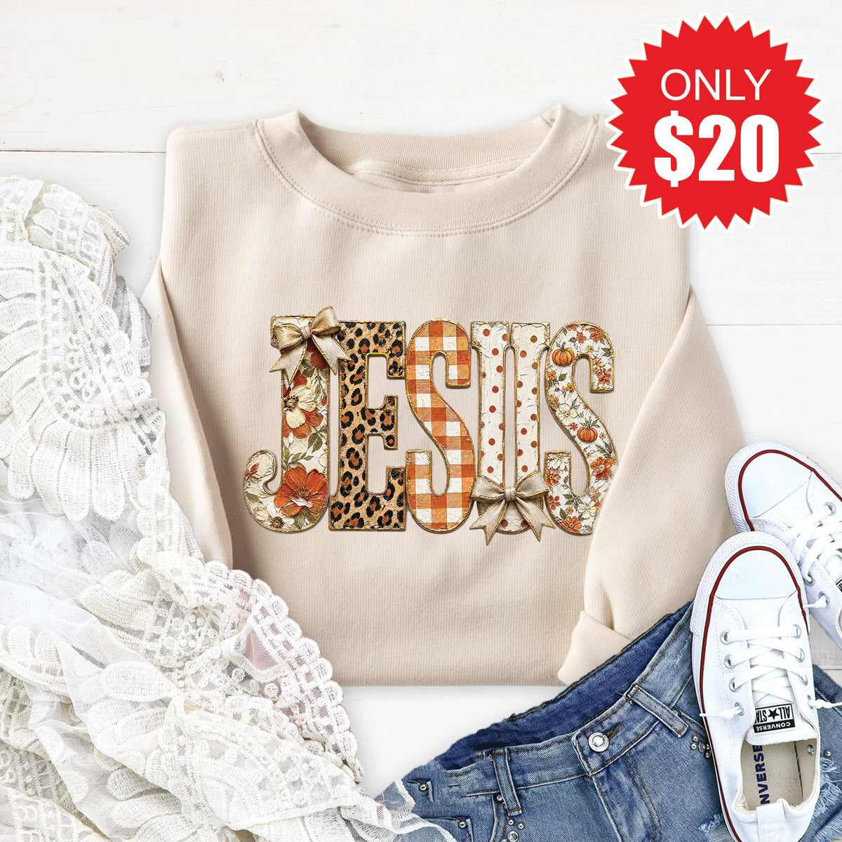 Jesus Sweatshirt - Heather Dust - 20 product image 1