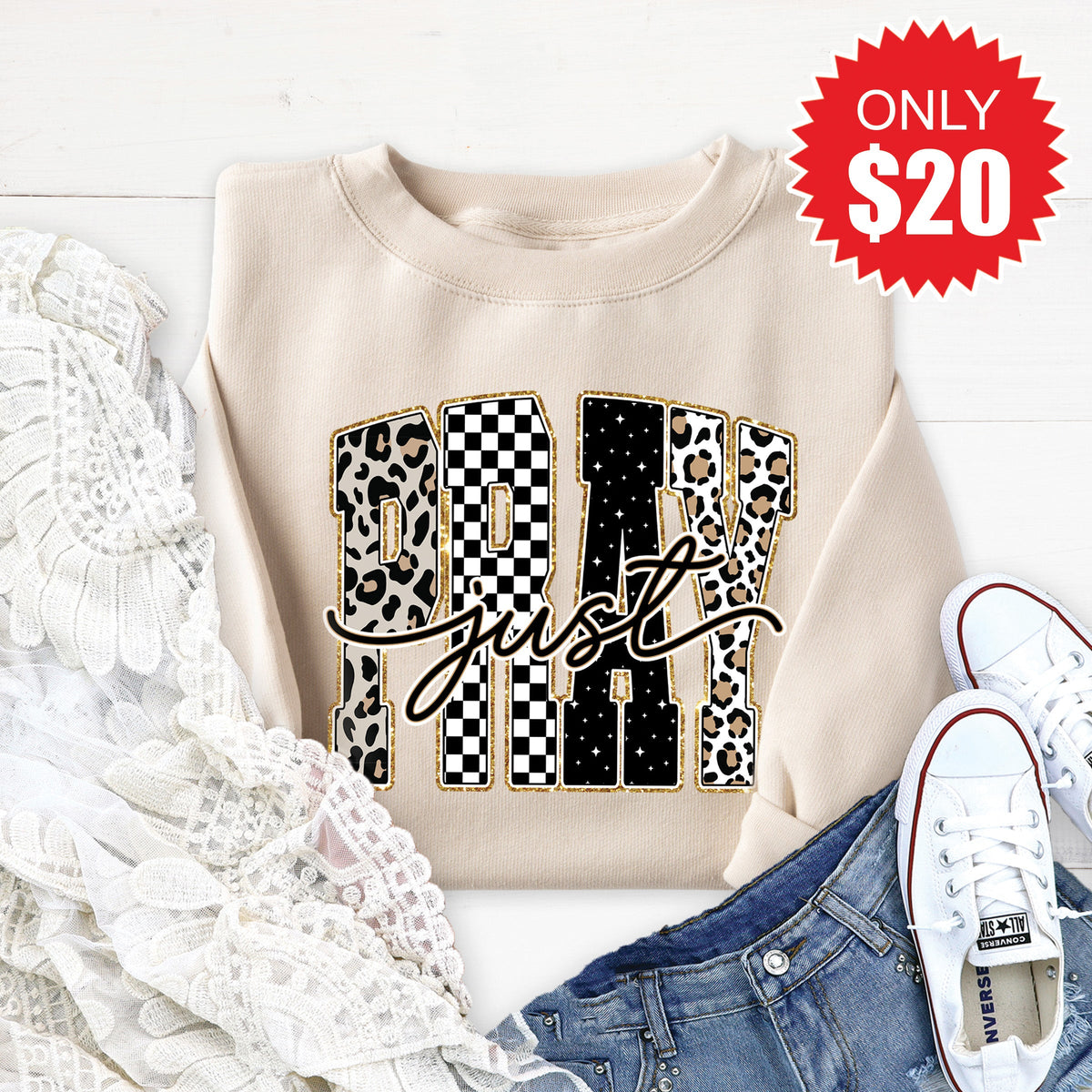 Just Pray Sweatshirt - Heather Dust - 20 product image 1