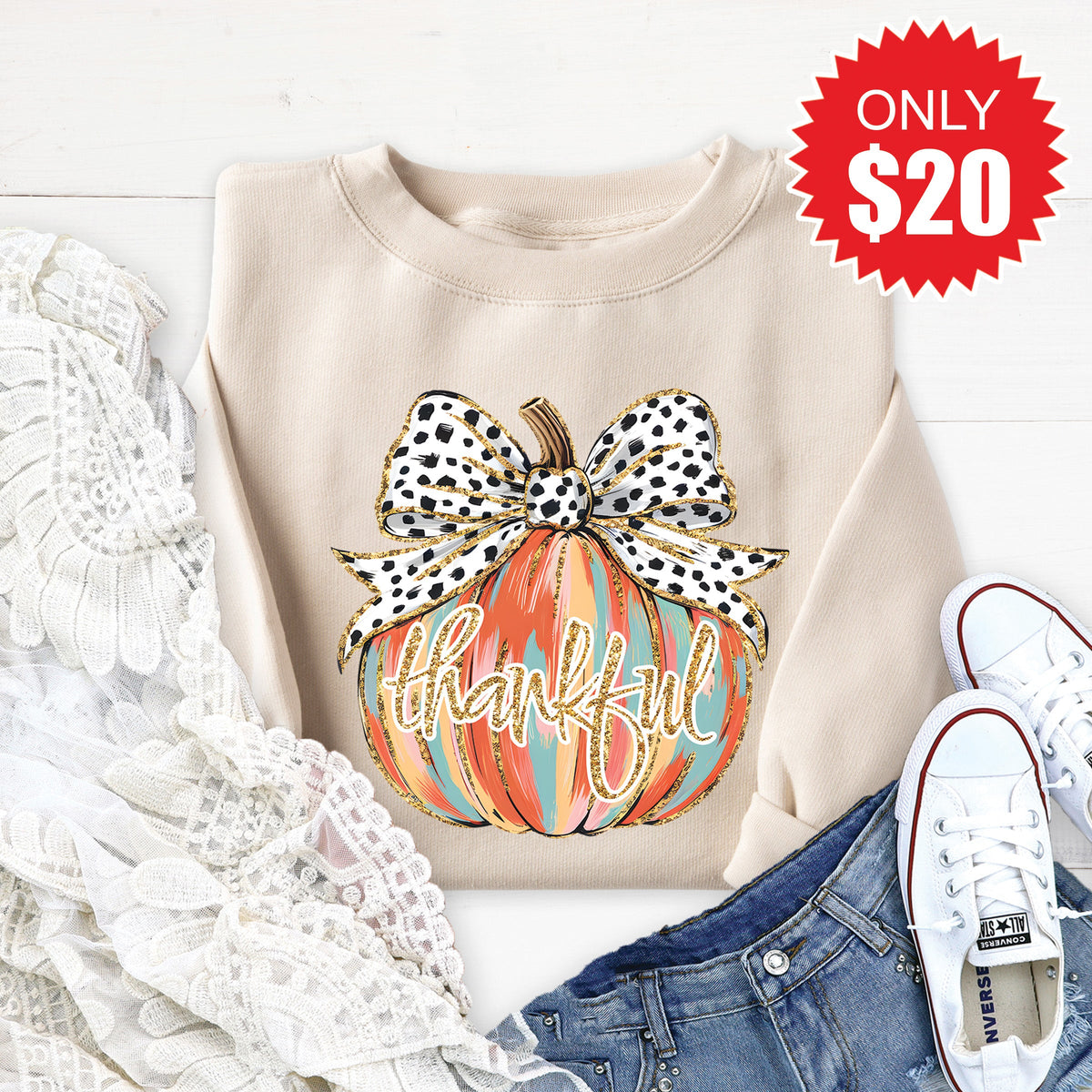 Thankful Sweatshirt - Heather Dust - 20 product image 1