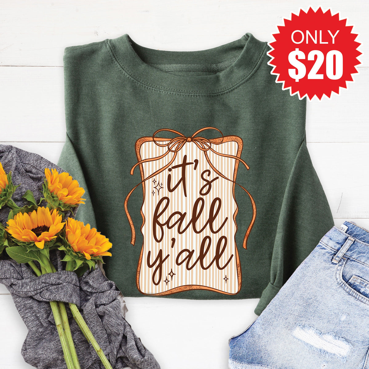 It's Fall Ya'll Sweatshirt - Heather Forest - 20 product image 1