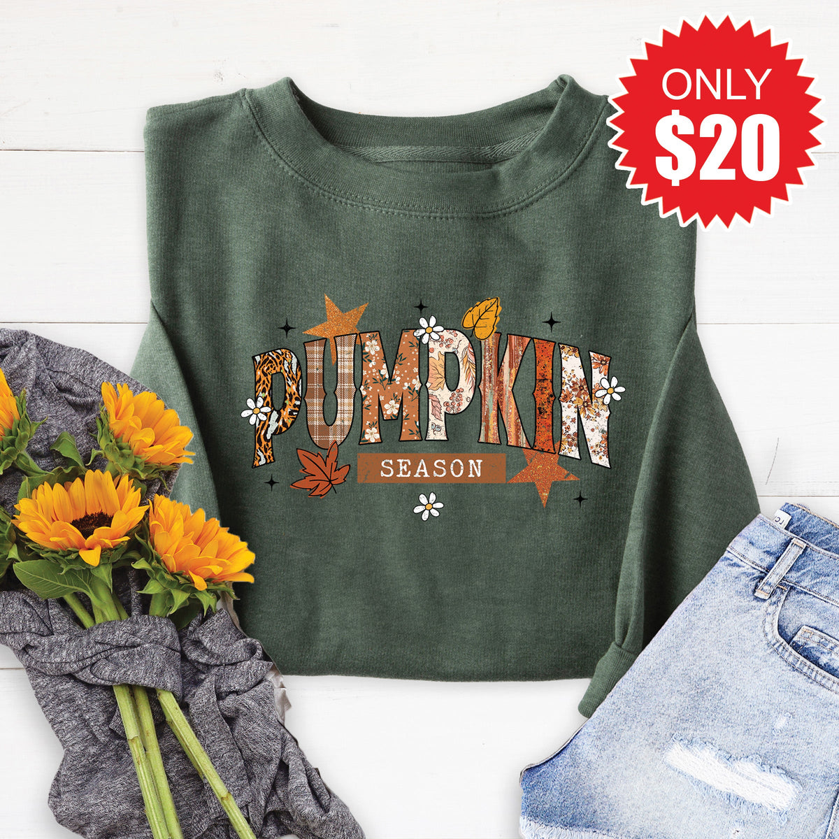 Pumpkin Season Sweatshirt - Heather Forest - 20 product image 1