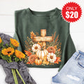 Cross And Pumpkins Sweatshirt - Heather Forest - 20 product image 1
