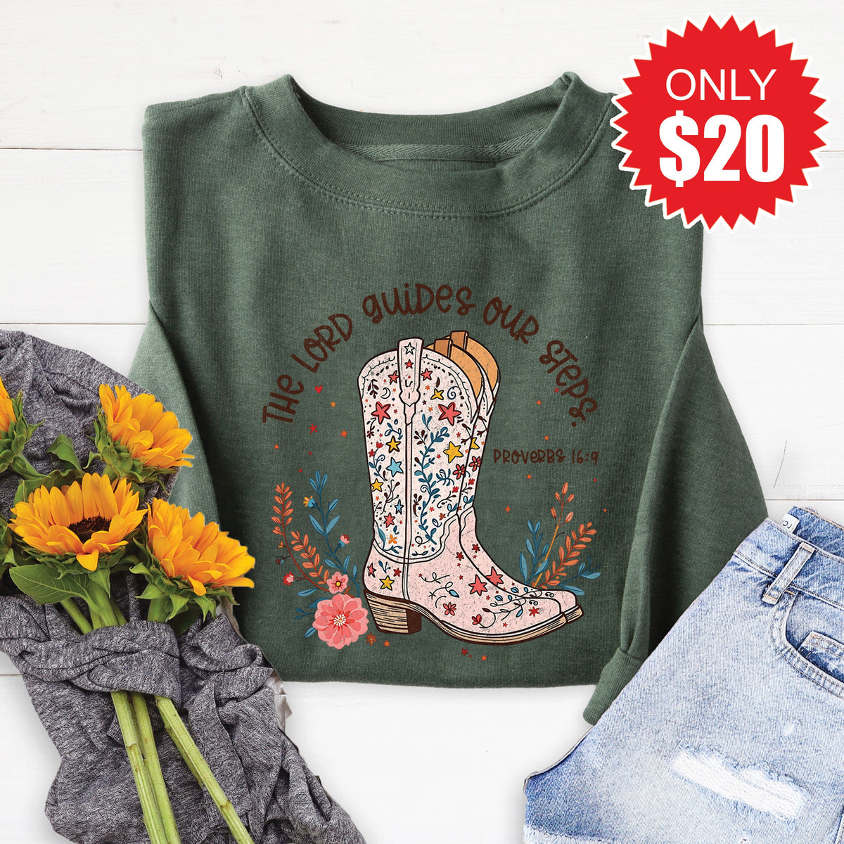 The Lord Guides Sweatshirt - Heather Forest - 20 product image 1