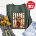 Fall Cow Sweatshirt - Heather Forest - 20 product image 1