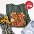 Pumpkin Spice and Jesus Sweatshirt - Heather Forest - 20 product image 1