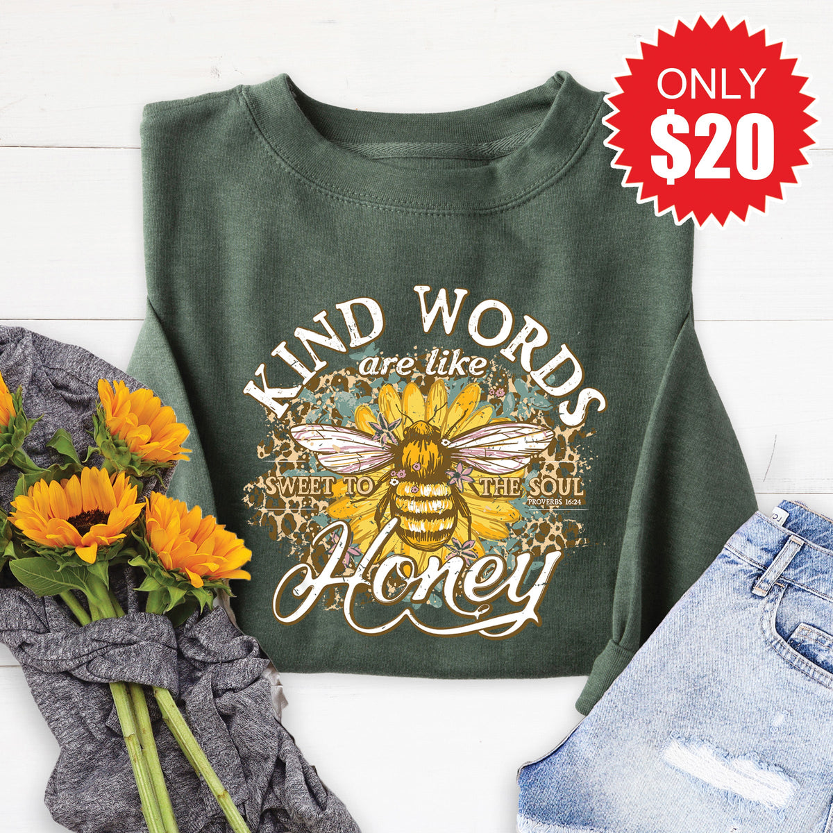 Kind Words Sweatshirt - Heather Forest - 20 product image 1
