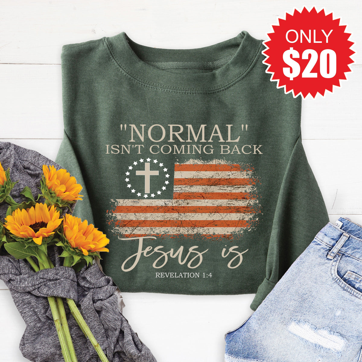 Normal Isn't Coming Back Sweatshirt - Heather Forest - 20 product image 1