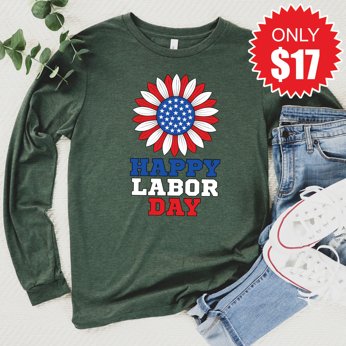 Happy Labor Day Long Sleeve - Heather Forest - 17 product image 1