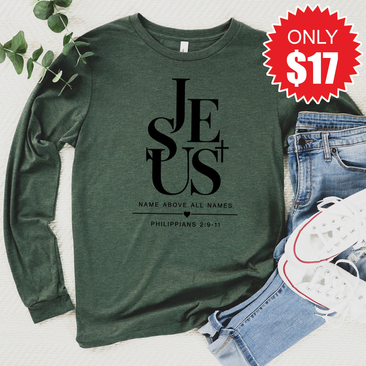 Jesus Long Sleeve - Heather Forest - 17 product image 1