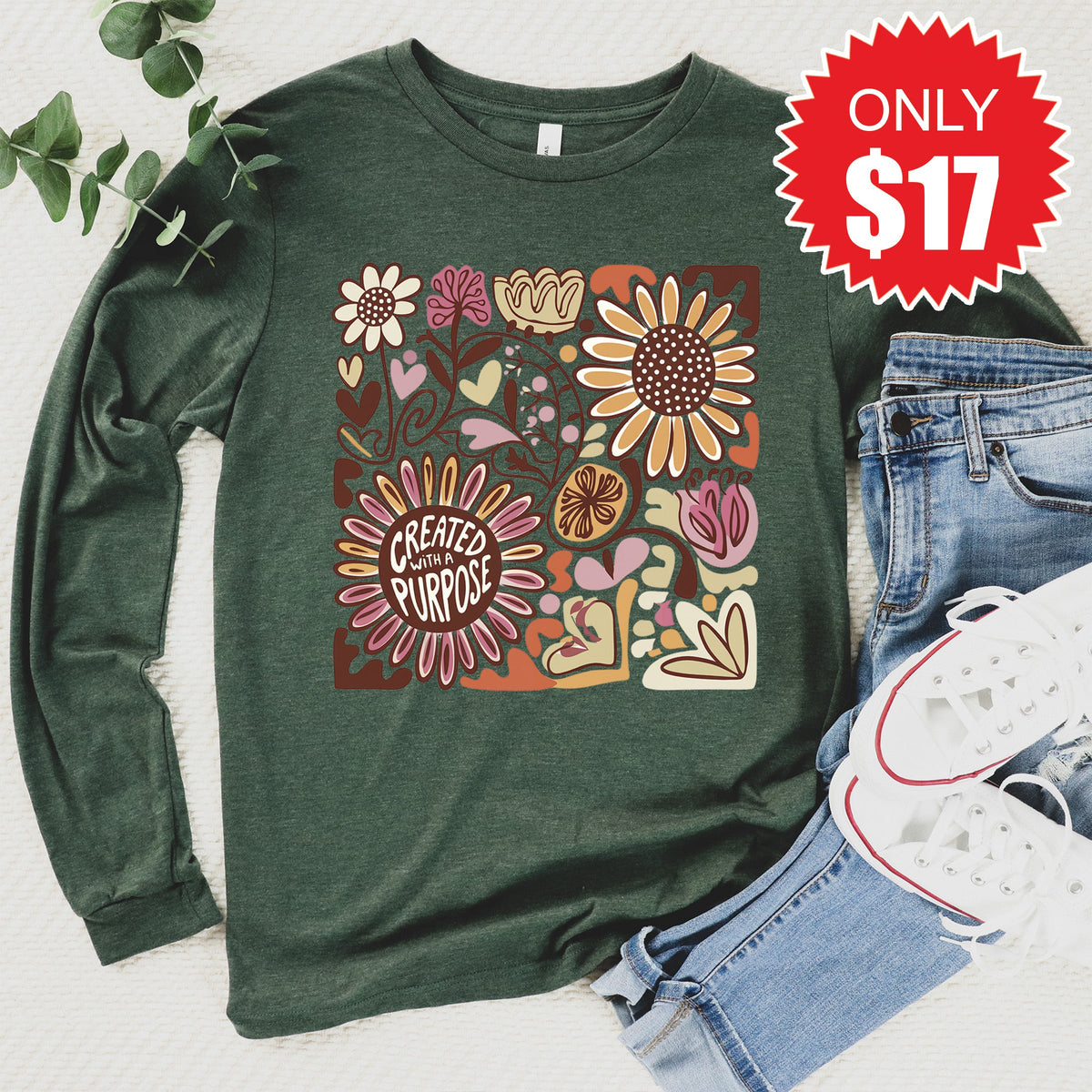 Created with a Purpose Long Sleeve - Heather Forest - 17 product image 1